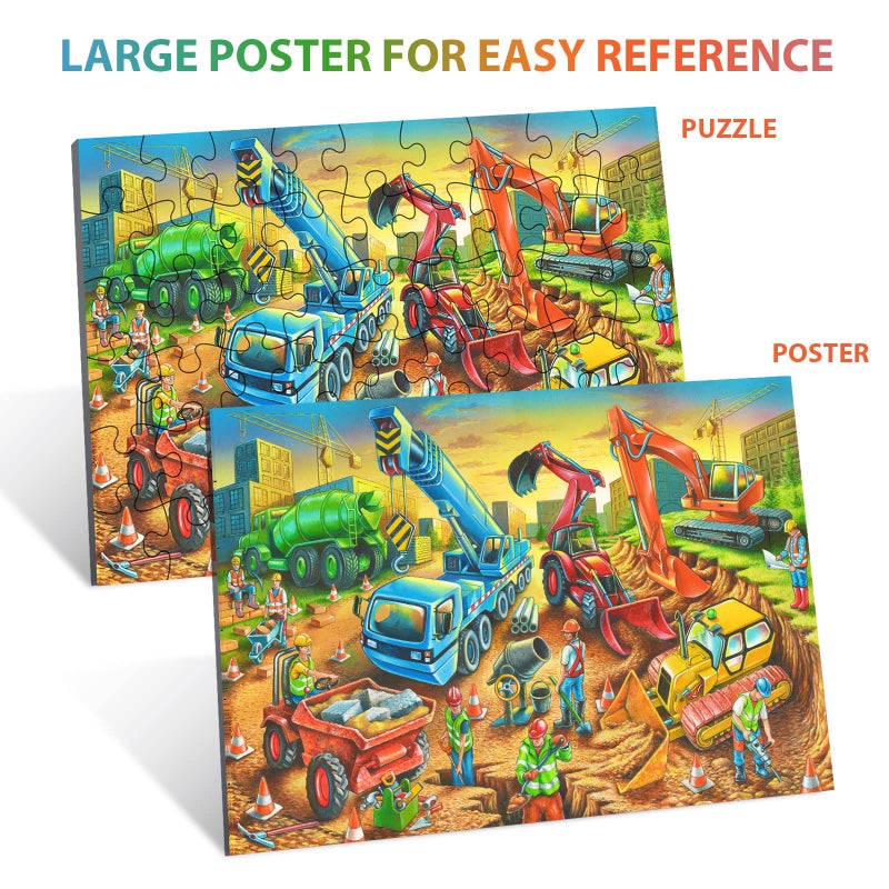 OSBOO Jigsaw Puzzles for Kids Ages 3-5  4-8  6-8 Boys Girls - 60 Piece Construction Site - Large Piece Children Floor Jigsaw Puzzles - Science Educational Toys for 3 4 5 6 7 8 Years Old - Image 2